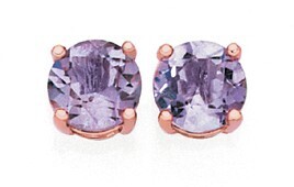 9ct Rose Gold Pink Amethyst Stud Earrings