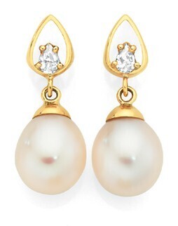 Goldmark 9ct Gold Cultured Freshwater Pearl & Cubic Zirconia Stud Earrings offer