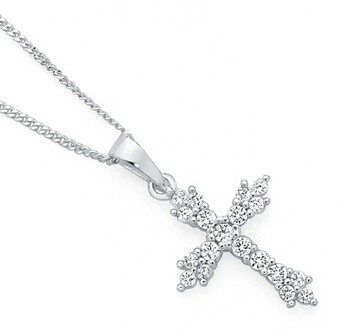 Goldmark Sterling Silver Fancy Cubic Zirconia Cross Pendant offer