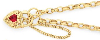 Goldmark 9ct Gold 19cm Solid Belcher Created Ruby Padlock Bracelet offer