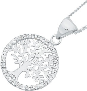 Goldmark Sterling Silver Tree of Life in Cubic Zirconia Circle Pendant offer
