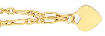 Goldmark 9ct Gold on Silver 19cm Figaro 3+1 Heart Charm Bracelet offer