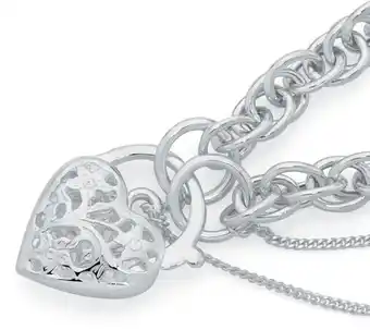 Sterling Silver Loose Rope Padlock Bracelet