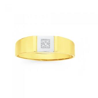 Goldmark 9ct Gold Two Tone Diamond Men's Dress Ring offer