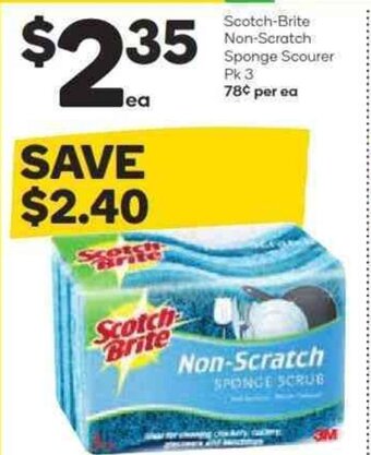 Woolworths Scotch-Brite Non-Scratch Sponge Scourer Pk 3 offer