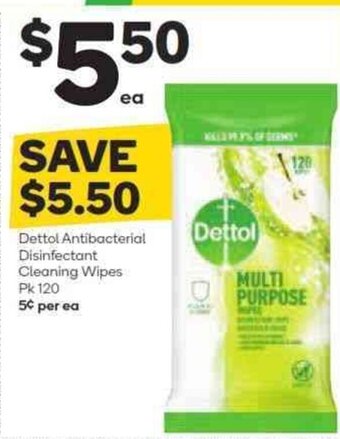 Woolworths Dettol Antibacterial Disinfectant Cleaning Wipes Pk 120 offer