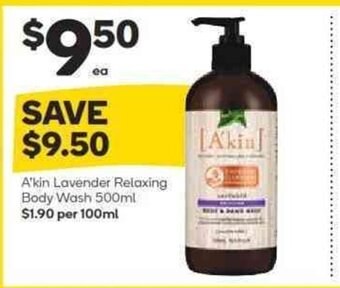 A'kin Lavender Relaxing Body Wash 500ml