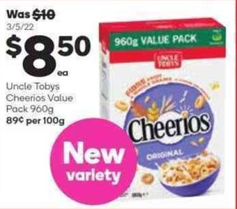Woolworths Uncle Tobys Cheerios Value Pack 960g offer
