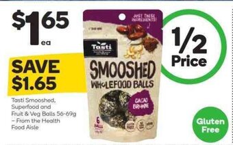 Woolworths Tasti Smooshed, Superfood and Fruit & Veg Balls 56-69g - From the Health Food Aisle offer