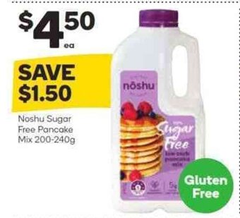 Woolworths Noshu Sugar Free Pancake Mix 200-240g offer