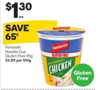 Woolworths Fantastic Noodle Cup Gluten Free 45g offer