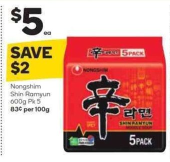 Woolworths Nongshim Shin Ramyun 600g Pk 5 offer