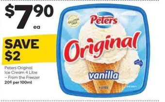 Woolworths Peters Original Ice Cream 4 Litre - From the Freezer offer
