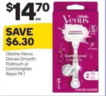 Woolworths Gillette Venus Deluxe Smooth Platinum or Comfortglide Razor Pk 1 offer