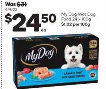Woolworths My Dog Wet Dog Food 24 x 100g offer