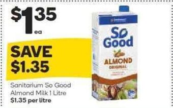 Woolworths Sanitarium So Good Almond Milk 1 Litre offer