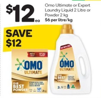 Woolworths Omo Ultimate or Expert Laundry Liquid 2 Litre or Powder 2 kg offer