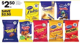 Woolworths Cadbury Sharepacks 144-180g offer