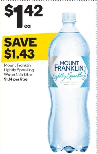 Woolworths Mount Franklin Lightly Sparkling Water 1.25 Litre offer