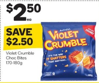 Woolworths Violet Crumble Choc Bites 170-180g offer