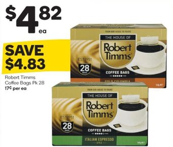 Woolworths Robert Timms Coffee Bags Pk 28 offer