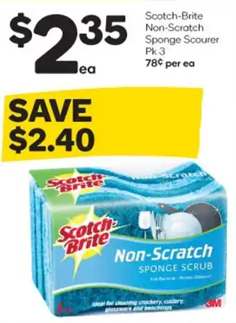 Woolworths Scotch-Brite Non-Scratch Sponge Scourer Pk 3 offer