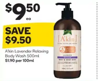 Woolworths A'kin Lavender Relaxing Body Wash 500ml offer