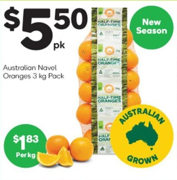 Australian Navel Oranges 3 kg Pack offer at Woolworths