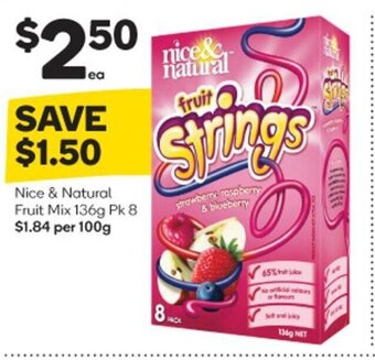 Woolworths Nice & Natural Fruit Mix 136g Pk 8 offer