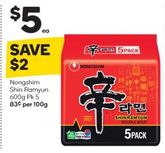 Woolworths Nongshim Shin Ramyun 600g Pk 5 offer