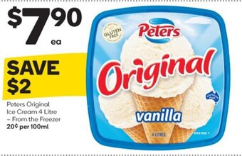Woolworths Peters Original Ice Cream 4 Litre - From the Freezer offer