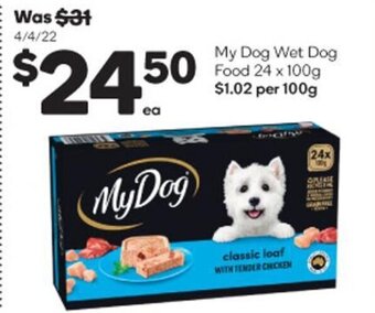 Woolworths My Dog Wet Dog Food 24 x 100g offer