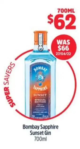 Woolworths Bombay Sapphire Sunset Gin 700ml offer