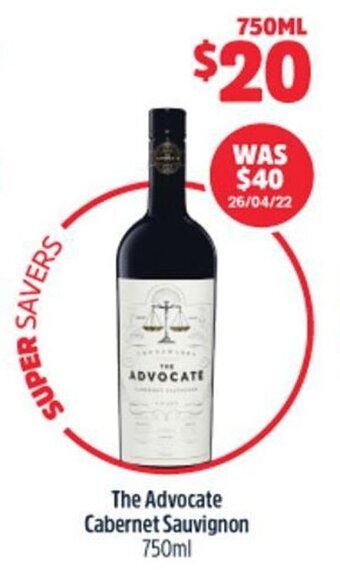 Woolworths The Advocate Cabernet Sauvignon 750ml offer