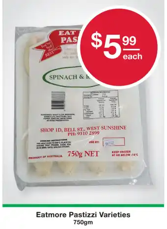 Australian Butchers Store Eatmore Pastizzi Varieties 750gm offer