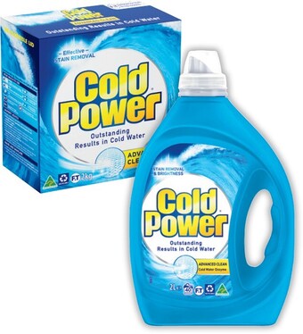 Coles Cold Power Laundry Liquid 1.8 Litre-2 Litre or Powder 2kg offer