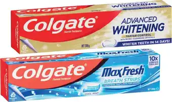 Coles Colgate Whitening or Max Fresh Toothpaste 180g-200g offer