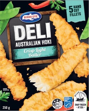 Coles Birds Eye Deli Hoki Crispy Light Batter 250g offer