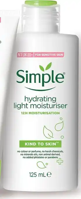 Coles Simple Kind To Skin Light Moisturiser 125mL offer
