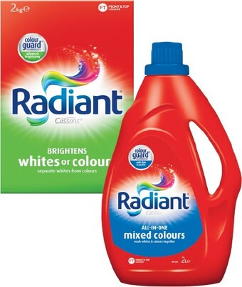 Coles Radiant Laundry Liquid 2 Litre or Powder 2kg offer