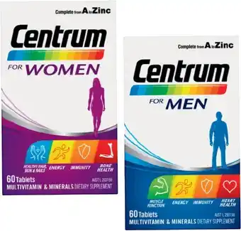 Coles Centrum Men or Women Multivitamin 60 Pack offer