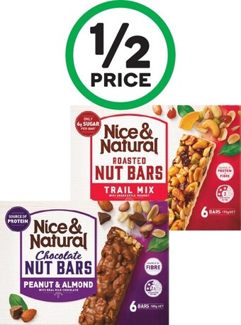 Woolworths Nice & Natural Nut Bars 180-192g Pk 6 offer