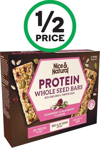 Woolworths Nice & Natural Whole Seed Bars 150g Pk 5 offer