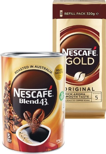 Woolworths Nescafe Blend 43 500g or Gold 320g offer