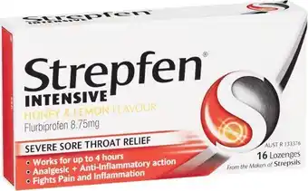 Woolworths Strepfen Intensive Throat Lozenges Honey & Lemon Pk 16~ offer