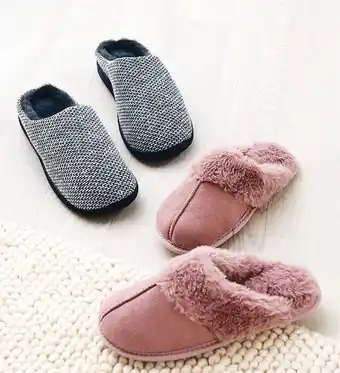 Woolworths Scuff Slippers or Scuff Slippers with Faux Fur offer