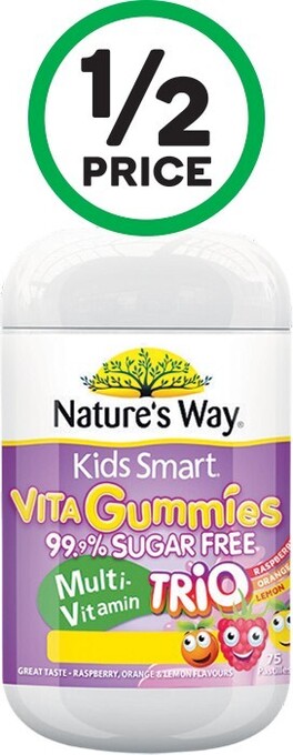 Woolworths Nature's Way Kids Smart Vita Gummies Sugar Free Multi Trio Pk 75* offer