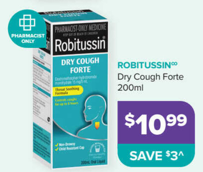 Robitussin Dry Cough Forte 200ml offer at Ramsay Pharmacy