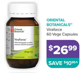 Oriental Botanicals Viraforce 60 Vege Capsules