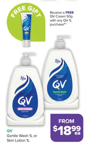 QV Gentle Wash 1L or Skin Lotion 1L